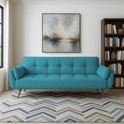 Francois 3 Seater Convertible Sofa Cum Bed for Living Room (Turquise Fabric) Premium Fabric Sofa