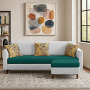 Casaliving Premium Lifestyle Fabric 4 Seater L Shape Sofa Set 3 Seater Modern Sofa Set & Ottoman for Living Room (Black Color)