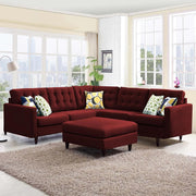 Adonway 6 Seater L Shape Sofa Set with Center Table for Living Room (Maroon) Premium Fabric Sofa