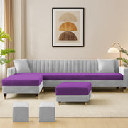 Casaliving Garcia 8 Seater RHS L Shape Sofa Set with Ottoman & 2 Puffy for Living Room (Grey Colour Fabric) Premium Fabric Sofa