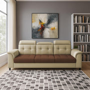 Kaven 3 Seater Sofa Set for Living Room (Yellow Grey Colour Fabric) Premium Fabric Sofa