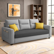 Evona 3 Seater Sofa Set for Living Room (Black Grey Colour Fabric) Premium Fabric Sofa