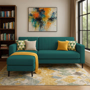 Casaliving Moris RHS 4 Seater L Shape Sofa Set for Living Room (Black) Premium Fabric Sofa Set for Living Room