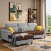 Casaliving Seams LHS 4 Seater L Shape Sofa for Living Room (Black Fabric) Premium Fabric Sofa