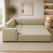 Casaliving Rion 6 Seater L Shape Corner Sofa Cum Bed for Living Room (Black Fabric) Premium Fabric Sofa Cum Bed