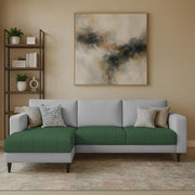 Oslo 4 Seater LHS L Shape Sofa Set for Living Room (Green Grey Fabric) Premium Fabric Sofa Set for Living Room