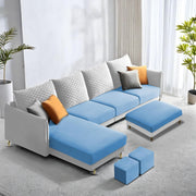 Casaliving Stanly LHS 6 Seater L Shape Sofa Set for Living Room (Black Fabric)