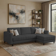 Oslo 4 Seater RHS L Shape Sofa Set for Living Room (Black Fabric) Premium Fabric Sofa Set for Living Room