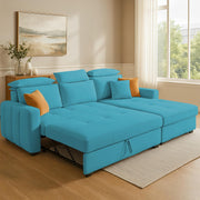 Gagnon LHS 6 Seater L Shape Corner Sofa Cum Bed for Living Room (Yellow Fabric) Premium Fabric Sofa