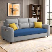Evona 3 Seater Sofa Set for Living Room (Blue Grey Colour Fabric) Premium Fabric Sofa