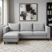 Mikasa 4 Seater LHS L Shape Sofa Set for Living Room (Grey Fabric) Premium Fabric Sofa Set for Living Room