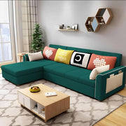 Denis 5 Seater L Shape Sofa Set for Living Room (Pine Fabric) Premium Fabric Sofa