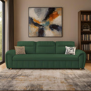 Alicia 3 Seater Sofa Cum Bed for Living Room (Green Fabric) Premium Fabric Sofa