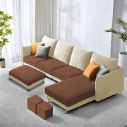 Casaliving Stanly LHS 6 Seater L Shape Sofa Set for Living Room (Black Fabric)