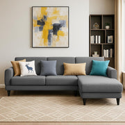 Aria RHS 4 Seater L Shape Sofa Set for Living Room (Dark Grey) Premium Fabric Sofa Set