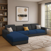 Orion LHS 6 Seater L Shape Sofa Set for Living Room (Blue Black Colour) Premium Fabric Sofa