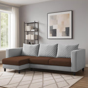 Mikasa 4 Seater LHS L Shape Sofa Set for Living Room (Brown Grey Fabric) Premium Fabric Sofa Set for Living Room
