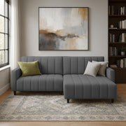Netlie 4 Seater RHS L Shape Sofa Set for Living Room (Dark Grey Fabric) Premium Fabric Sofa Set for Living Room