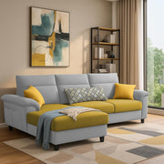 Casaliving Seams LHS 4 Seater L Shape Sofa for Living Room (Black Fabric) Premium Fabric Sofa