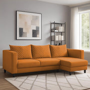 Mikasa 4 Seater RHS L Shape Sofa Set for Living Room (Orange Fabric) Premium Fabric Sofa Set for Living Room