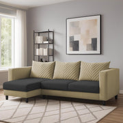 Mikasa 4 Seater LHS L Shape Sofa Set for Living Room (Cream Black Fabric) Premium Fabric Sofa Set for Living Room