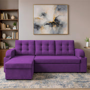 Grance LHS 4 Seater Corner Sofa Cum Bed for Living Room (Black Fabric) Premium Fabric Sofa