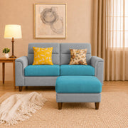 Casaliving Nancy 2 Seater with Ottoman Sofa Set for Living Room (Black Colour) Premium Fabric Sofa Set