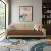 Kaven 3 Seater Sofa Set for Living Room (Yellow Grey Colour Fabric) Premium Fabric Sofa