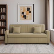 Cameron 3 Seater Sofa Cum Bed for Living Room (Cream Fabric) Premium Fabric Sofa