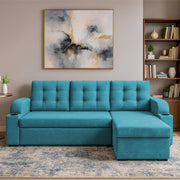 Grance LHS 4 Seater Corner Sofa Cum Bed for Living Room (Black Fabric) Premium Fabric Sofa