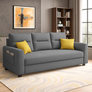 Evona 3 Seater Sofa Set for Living Room (Dark Grey Colour Fabric) Premium Fabric Sofa