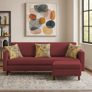 Casaliving Premium Lifestyle Fabric 4 Seater L Shape Sofa Set 3 Seater Modern Sofa Set & Ottoman for Living Room (Black Color)