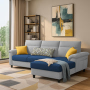 Casaliving Seams LHS 4 Seater L Shape Sofa for Living Room (Black Fabric) Premium Fabric Sofa