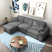Martin 4 Seater LHS L Shape Sofa Set for Living Room (Dark Grey Colour Fabric)