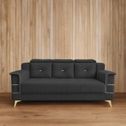 Julio 3 Seater Sofa Set for Living Room (Black Colour Fabric) Premium Fabric Sofa