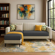 Casaliving Moris RHS 4 Seater L Shape Sofa Set for Living Room (Black) Premium Fabric Sofa Set for Living Room