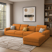 Orion RHS 6 Seater L Shape Sofa Set for Living Room (Orange Colour) Premium Fabric Sofa