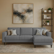 Oslo 4 Seater RHS L Shape Sofa Set for Living Room (Dark Grey Fabric) Premium Fabric Sofa Set for Living Room