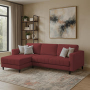 Oslo 4 Seater LHS L Shape Sofa Set for Living Room (Maroon Fabric) Premium Fabric Sofa Set for Living Room
