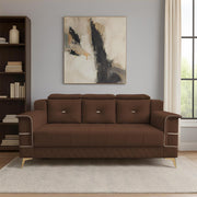 Julio 3 Seater Sofa Set for Living Room (Brown Colour Fabric) Premium Fabric Sofa