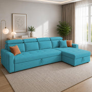 Casaliving Gagnon LHS 4 Seater L Shape Corner Sofa Cum Bed for Living Room with Storage (Black Fabric) Premium Fabric Sofa Cum Bed