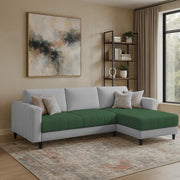 Oslo 4 Seater RHS L Shape Sofa Set for Living Room (Green Grey Fabric) Premium Fabric Sofa Set for Living Room
