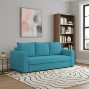 Clifton 3 Seater Sofa Cum Bed for Living Room (Turquise Fabric) Premium Fabric Sofa