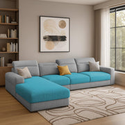 Orion LHS 6 Seater L Shape Sofa Set for Living Room (Turquise Grey Colour) Premium Fabric Sofa