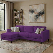 Oslo 4 Seater LHS L Shape Sofa Set for Living Room (Purple Fabric) Premium Fabric Sofa Set for Living Room