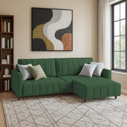 Netlie 4 Seater RHS L Shape Sofa Set for Living Room (Green Fabric) Premium Fabric Sofa Set for Living Room