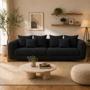 Casaliving Elora Modern Premium Boucle Fabric Sofa, Upholstered 3+1 Seater with Ottoman Sofa Set for Living Room, (Black Colour) Premium Boucle Fabric Sofa