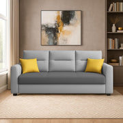 Evona 3 Seater Sofa Set for Living Room (Grey Dark Grey Colour Fabric) Premium Fabric Sofa