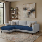 Oslo 4 Seater LHS L Shape Sofa Set for Living Room (Blue Grey Fabric) Premium Fabric Sofa Set for Living Room