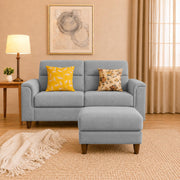 Casaliving Nancy 2 Seater with Ottoman Sofa Set for Living Room (Black Colour) Premium Fabric Sofa Set